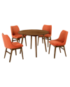 Armen Living Arcadia And Renzo 42in Round Wood 5pc Dining Set In Brown