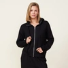 Monrow Soft Knit Zip Up Hoody In Black