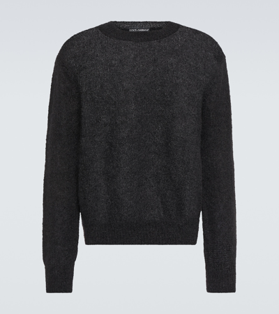 Dolce & Gabbana Mohair Crewneck Sweater In Black