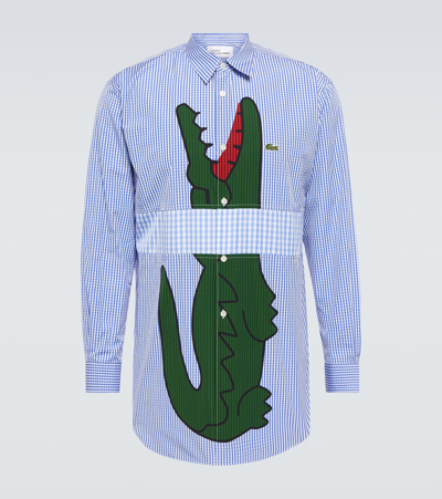 Comme Des Garçons Shirt X Lacoste Logo印花格纹衬衫 In Blue