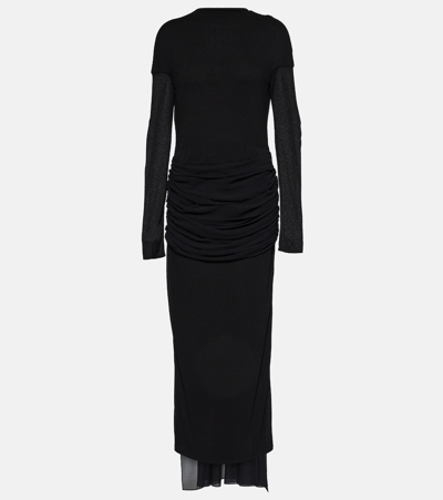 Givenchy Draped Jersey And Silk Gown In Black