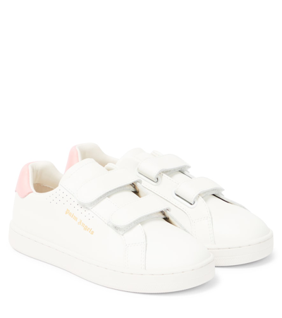 Palm Angels Kids' Palm One Strap Leather Trainers In White