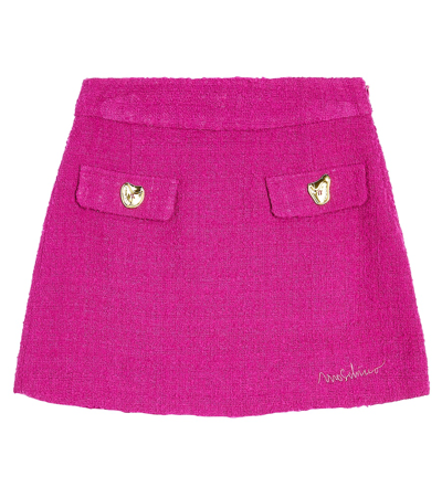Moschino Kids' Bouclé Skirt W/embroidered Logo In Fuchsia