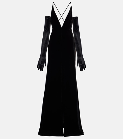 Costarellos Velvet Gown In Black