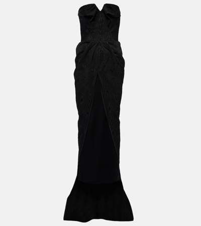 Maticevski Avenge Structured Strapless Split-overlay Gown In Blackwood