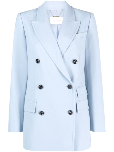 Zimmermann Lyrical Pocket Double-breasted Blazer In Blue