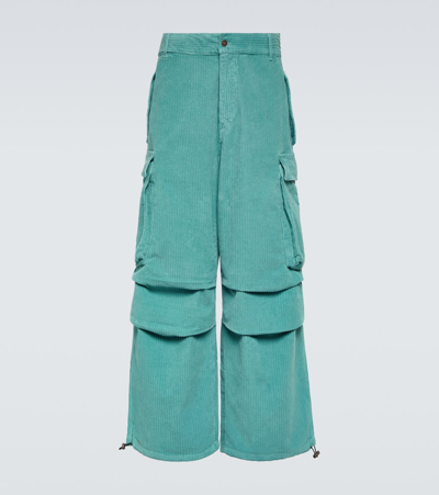 Alanui Velvet Corduroy Cargo Pants In Blue