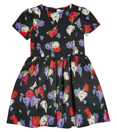 Moschino Kids' Floral-print Dress In Black