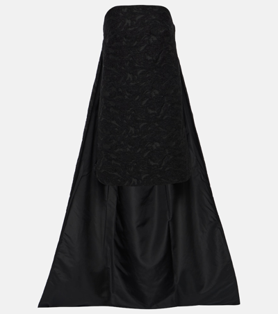 Max Mara Brocade Jacquard Bustier Dress In Black