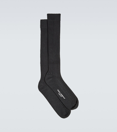 Dolce & Gabbana Cotton And Wool Socks In Black