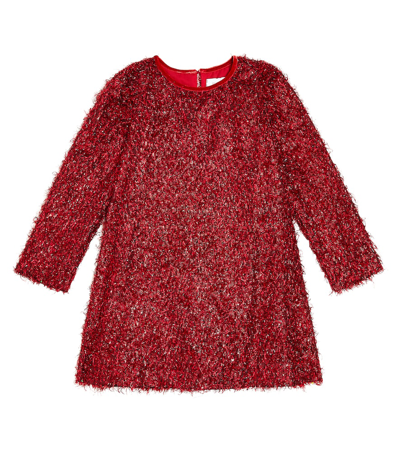 Monnalisa Kids' Fringed Lurex Dress In Red