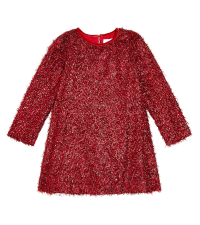 Monnalisa Kids' Lurex®流苏连衣裙 In Red