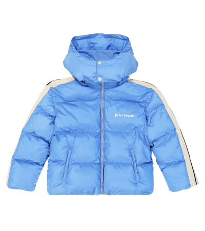 Palm Angels Kids' Logo Puffer Jacket In Blue