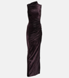 Rick Owens Svita Gathered Velvet Maxi Dress In Purple