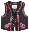 Scotch & Soda Embroidered Cotton Vest In Blue