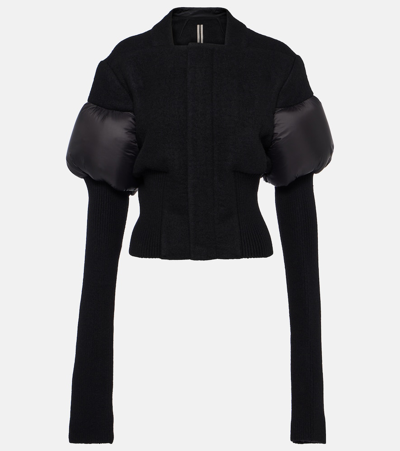 Rick Owens Padded-panels Ribbed-knit Fitted Jacket In Multi-colored