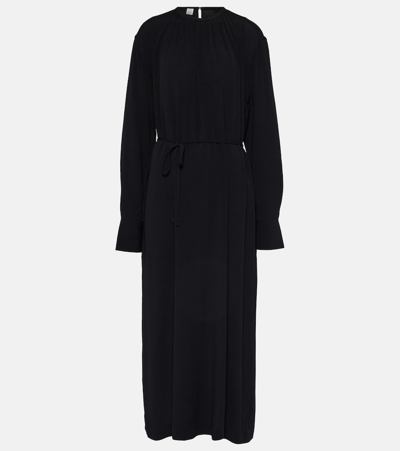 Totême Gathered Crêpe Maxi Dress In Black