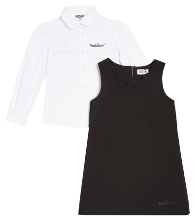 Moschino Kids' Logo Shirt And Dress Set In Black