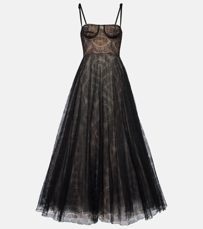 Giambattista Valli Bow-detail Lace Gown In Black