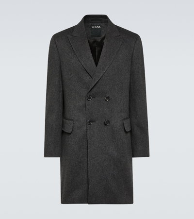Zegna Long-sleeved Coat In Schwarz