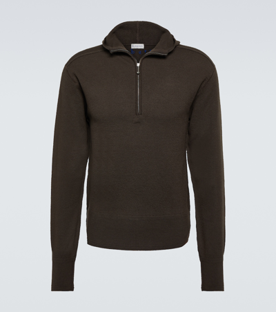 Burberry Wool Half-zip Hoodie In Otter