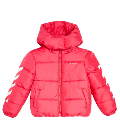 Off-white Kids' Bookish Diag Short Puffer In Pink