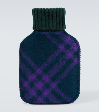 Burberry Plaid-check Wool Hot Water Bottle In Green
