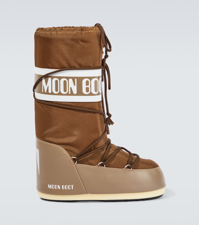 Moon Boot Icon Nylon Boots In Brown