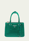 Prada Galleria Satin Mini-bag With Crystals In F0458 Mango