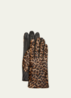 AGNELLE LEOPARD LEATHER GLOVES