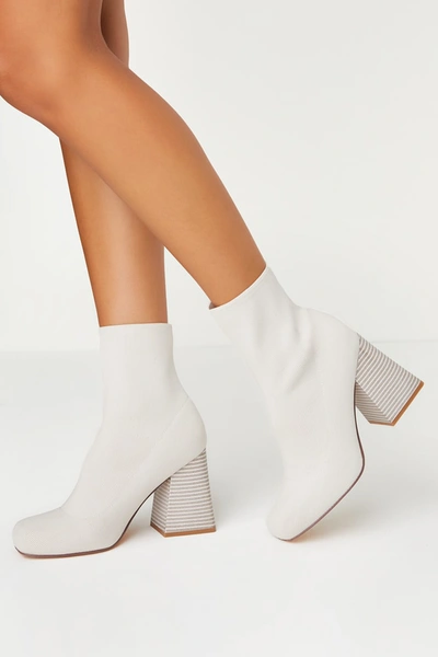 Lulus Talyia Bone Knit Mid-calf Sock High Heel Boots In White