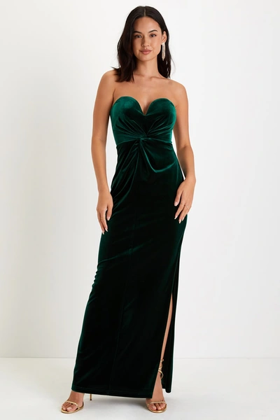 Lulus Fabulous Grace Emerald Green Velvet Twist-front Maxi Dress
