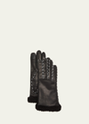 AGNELLE ECRU STITCHED LEATHER GLOVES