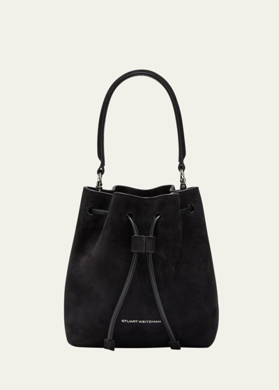 Stuart Weitzman Rae Mini Suede Bucket Bag In Black