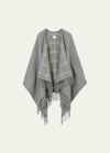 Burberry Check Wool Reversible Cape In Grey