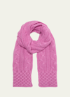Portolano Cable Knit Cashmere Scarf In Bryant Pink