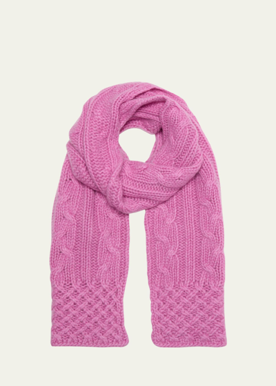 Portolano Cable Knit Cashmere Scarf In Bryant Pink