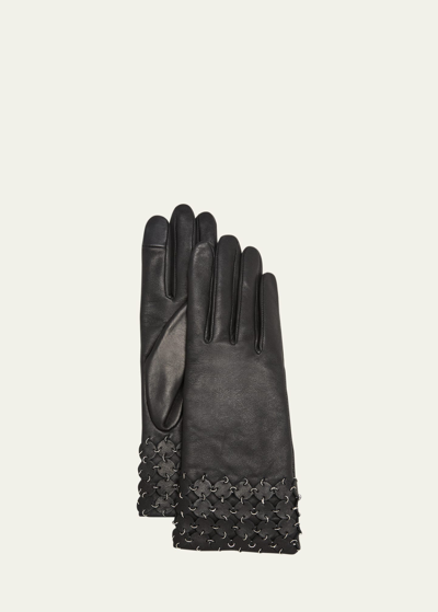 Agnelle Patchwork Classic Leather Gloves In Tnoir