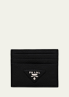 Prada Triangle Logo Patent Leather Wallet In F0002 Nero