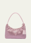 Prada Womens Pink Crystal-embellished Satin Shoulder Bag