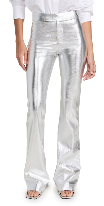 Alice And Olivia Livi Vegan Trousers In Silver