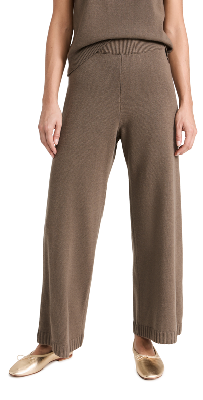 Leset Jane Cropped Wool-blend Twill Wide-leg Trousers In Brown