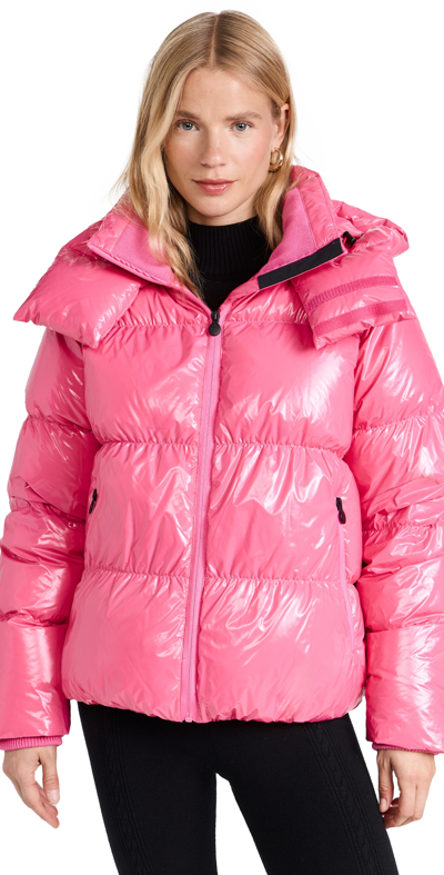 Perfect Moment January Hooded Quilted Glossed-shell Down Ski Jacket In Pink