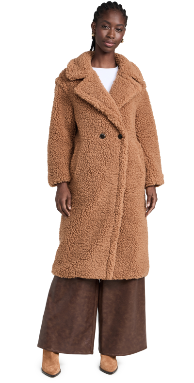 Ugg Gertrude Long Teddy Coat In Brown