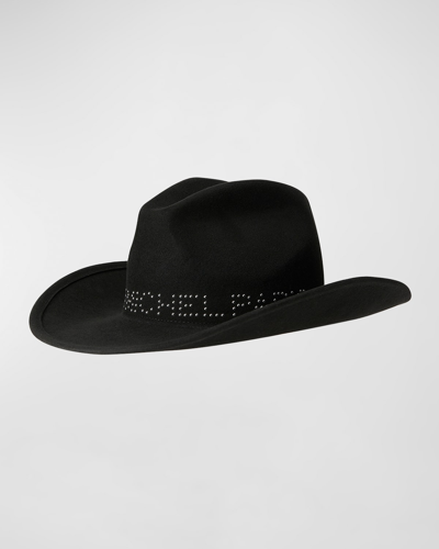 Maison Michel Austin Studded Felt Cowboy Hat In Grey Black