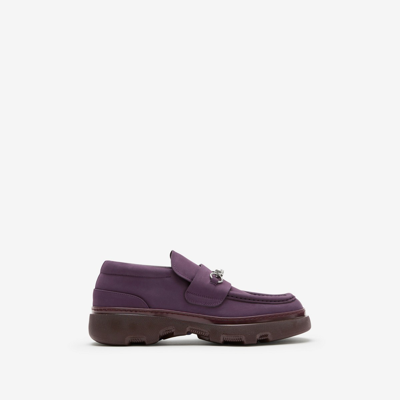 Burberry Creeper Clamp Suede Loafers In Aubergine