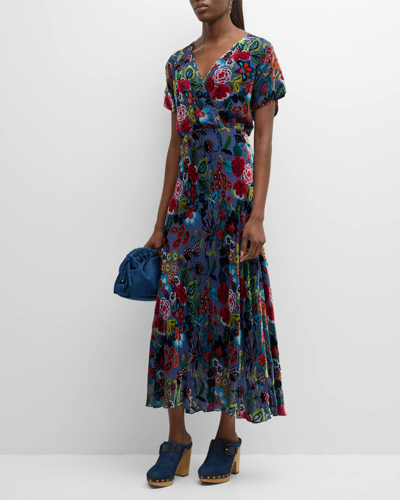 Johnny Was Connie Floral Burnout A-line Midi Dress In Neutral