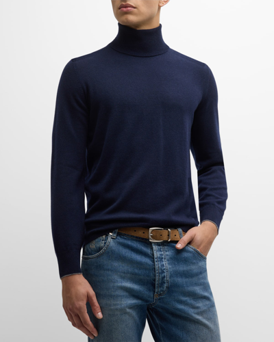 Brunello Cucinelli Cashmere Turtleneck Sweater In Blue