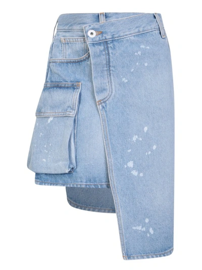 Off-white Toybox Asymmetric Painted Denim Skirt In Blue