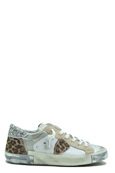 Philippe Model White Leather Sneakers In Grey